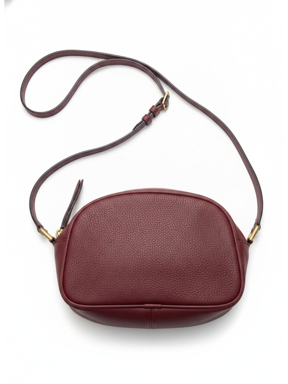 J Crew leather burgundy Crossbody (Devon camera bag) zipper